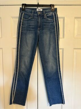 PAIGE Straight-Leg Jeans with White Side Stripes